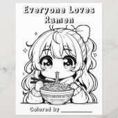 Pagina Kleur mij | Anime Girl Eating Ramen Flyer (Voorkant)