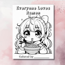Pagina Kleur mij | Anime Girl Eating Ramen