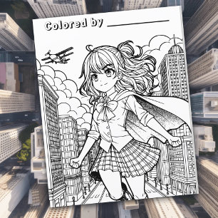 Pagina Kleur mij Anime Superhero Girl