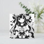 Pagina Kleur mij | Anime Verjaardag voor haar Kaart (Staand voorkant)