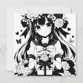 Pagina Kleur mij | Anime Verjaardag voor haar Kaart (Voorkant)