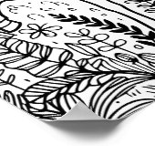 Pagina Kleur mij | Eenhoorn in een magisch bos Poster (Hoek)