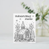 Pagina Kleur mij | kerstkerk Briefkaart (Staand voorkant)