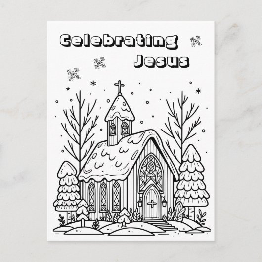 Pagina Kleur mij | kerstkerk Briefkaart (Voorkant)