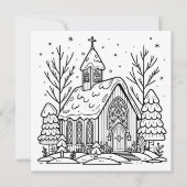 Pagina Kleur mij | kerstkerk Feestdagenkaart (Voorkant)