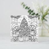 Pagina Kleur mij | kerstochtend Kaart (Staand voorkant)