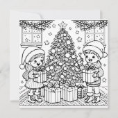 Pagina Kleur mij | kerstochtend Kaart (Voorkant)