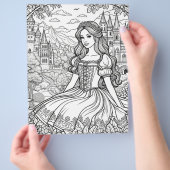 Pagina Kleur mij |  prinses en kasteel Flyer (Hand)