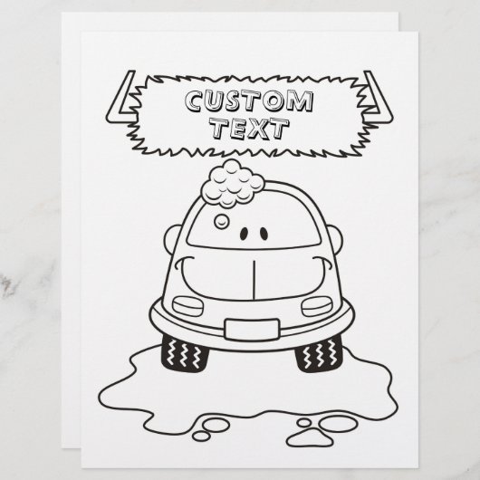 Pagina Kleurboek Cartoon auto (Voorkant / Achterkant)