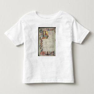 Pagina met een muzieknotatie met een historiek kinder shirts