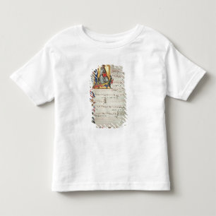 Pagina met een muzieknotatie met een historiek kinder shirts