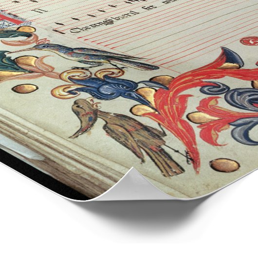 Pagina met een muzieknotatie met een historiek poster (Hoek)