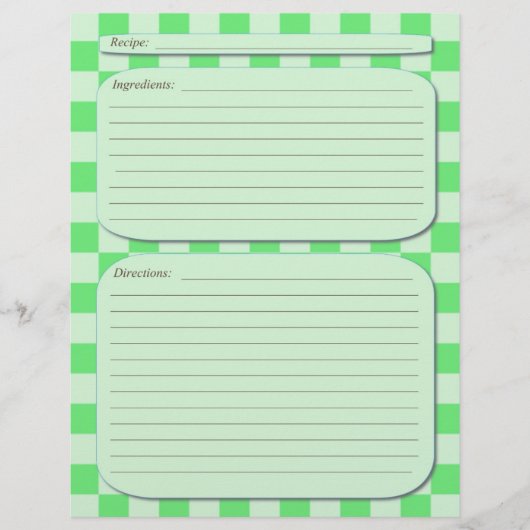 Pagina met groene lichte ingecheckte recept (Voorkant)