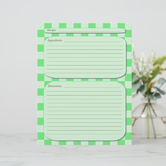 Pagina met groene lichte ingecheckte recept (Staand voorkant)