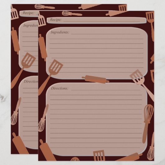 Pagina met het recept voor bruinkookartikelen (Voorkant / Achterkant)