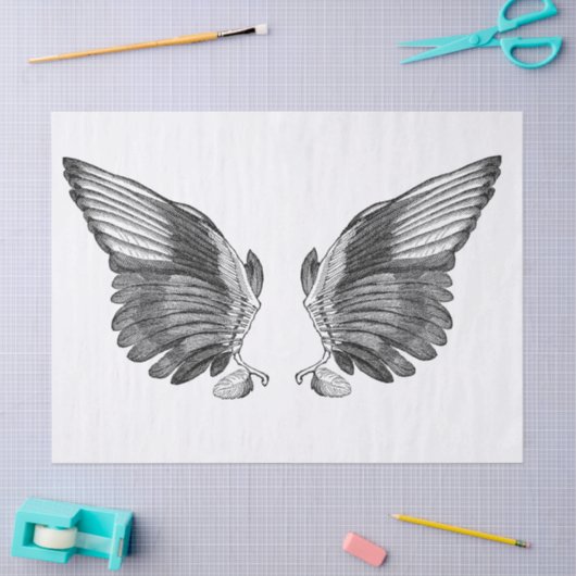 Pagina met Junk Journal Wings Elements Tissuepapier (Craft)