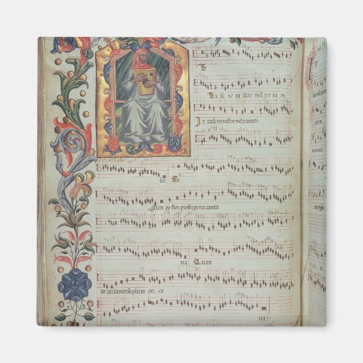 Pagina met muzieknotatie met historiek magneet (Voorkant)