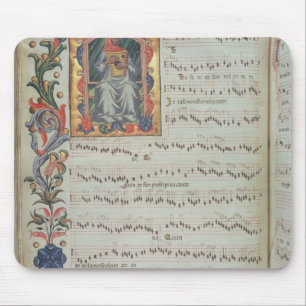 Pagina met muzieknotatie met historiek muismat