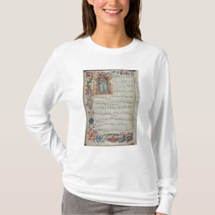 Pagina met muzieknotatie met historiek t-shirt