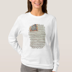 Pagina met muzieknotatie met historiek t-shirt