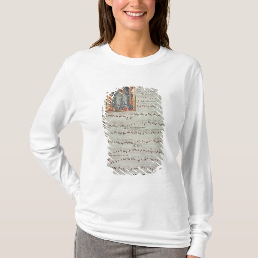 Pagina met muzieknotatie met historiek t-shirt (Voorkant)