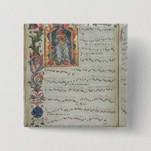 Pagina met muzieknotatie met historiek vierkante button 5,1 cm