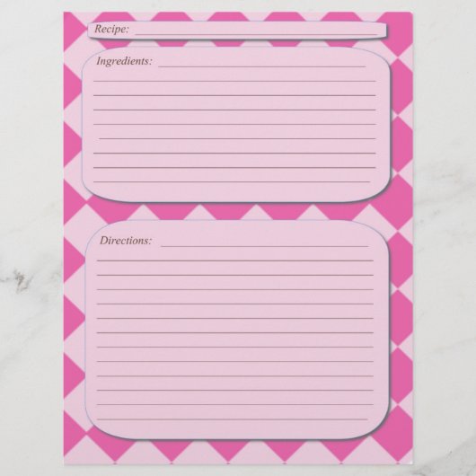 Pagina met roze ingecheckte recept (Voorkant)