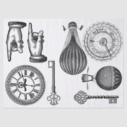 Pagina met Steampunk-elementen voor het journaal Tissuepapier (Voorkant)