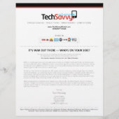 Pagina met TechSavvy-advertentie Flyer (Voorkant)