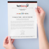 Pagina met TechSavvy-advertentie Flyer (Hand)