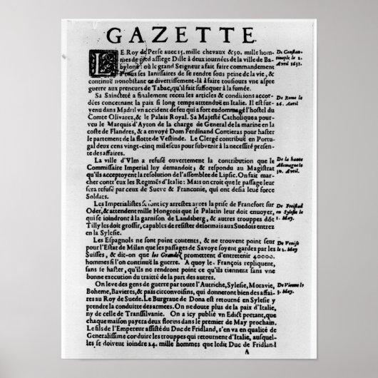 Pagina met tekst uit "La Gazette" Poster (Voorkant)