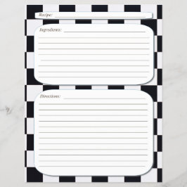 Pagina met zwart wit ingecheckt recept flyer