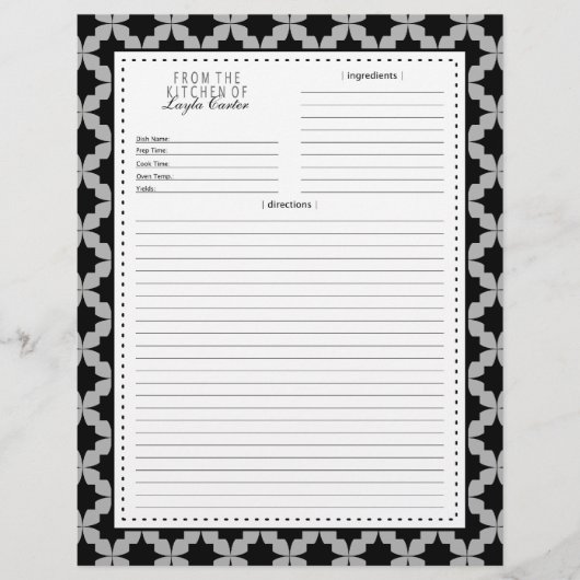 Pagina met zwarte Retro Star Recipe (Voorkant)