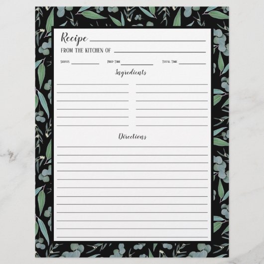 Pagina Multomap Chic Black Eucalyptus Pattern Reci (Voorkant)