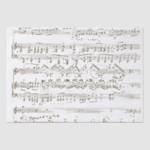  pagina Muziek handgeschreven Sepia Decoupage Tissuepapier