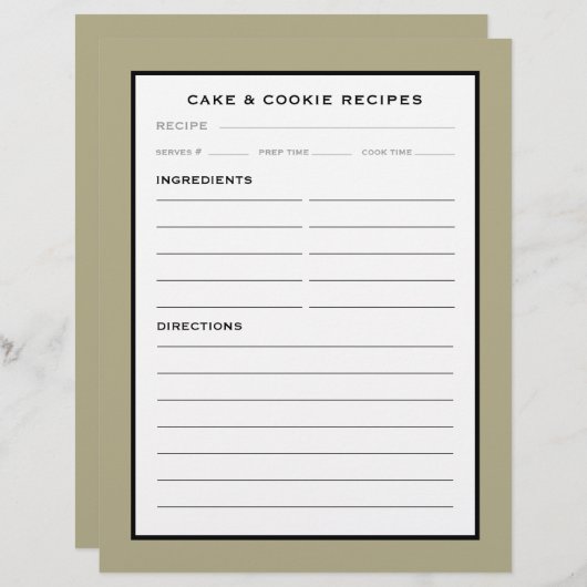 Pagina Ontvangst | Cake & Cookie | Sage Black & Wh (Voorkant / Achterkant)