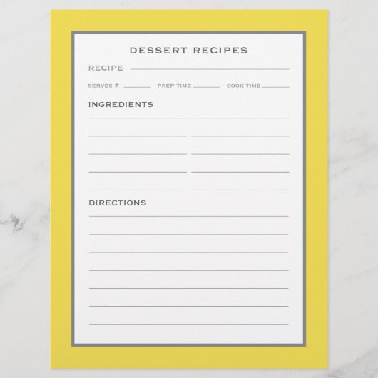 Pagina Ontvangst | Dessert | Eenvoudig geel grijs (Voorkant)