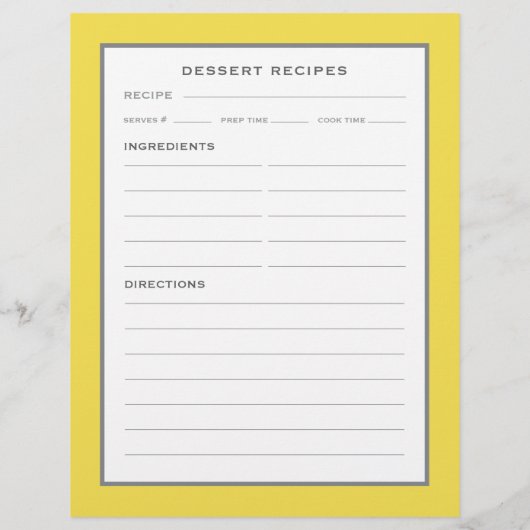 Pagina Ontvangst | Dessert | Eenvoudig geel grijs (Achterkant)