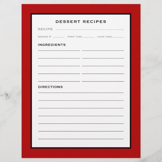 Pagina Ontvangst | Dessert | Eenvoudig rood zwart- (Voorkant)
