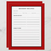 Pagina Ontvangst | Dessert | Eenvoudig rood zwart- (Voorkant / Achterkant)