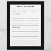 Pagina Ontvangst | Dranken | Eenvoudig zwart wit (Voorkant)