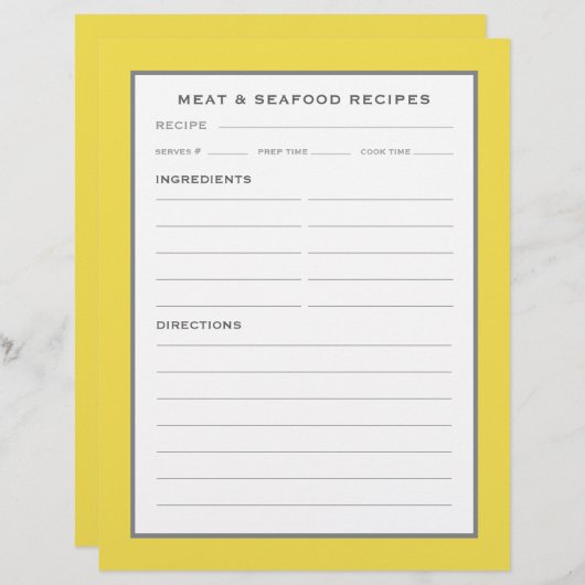 Pagina Ontvangst | Vlees en zeevruchten | Eenvoudi (Voorkant / Achterkant)