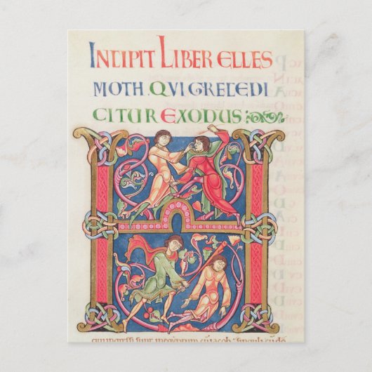 Pagina van de Bijbel van Winchester, c.1150-80 Briefkaart (Voorkant)