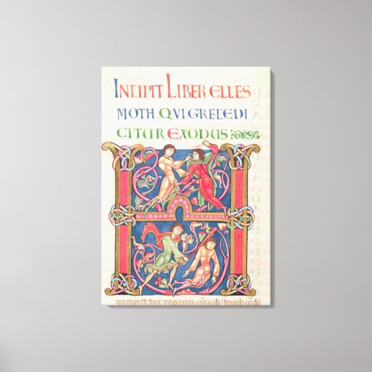 Pagina van de Bijbel van Winchester, c.1150-80 Canvas Afdruk (Voorkant)