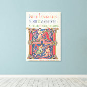 Pagina van de Bijbel van Winchester, c.1150-80 Canvas Afdruk (Insitu (Houten vloer))