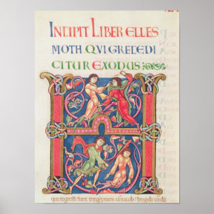 Pagina van de Bijbel van Winchester, c.1150-80 Poster
