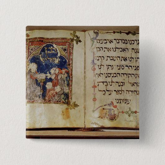 Pagina van een Haggadah Vierkante Button 5,1 Cm (Voorkant)