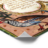 Pagina van een Hebreeuwse Bijbel met vogels, 1299 Poster (Hoek)