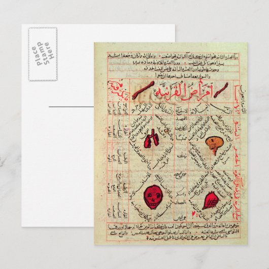 Pagina van het "Canon of Medicine" van Avicenna Briefkaart (Voorkant / Achterkant)