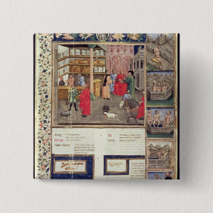 Pagina van het "Canon of Medicine" van Avicenna Vierkante Button 5,1 Cm